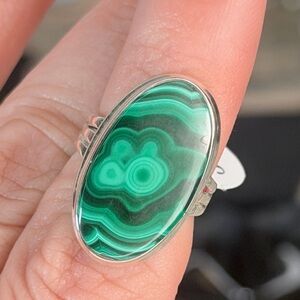 Congo Malachite Ring • Solid 925 Sterling Silver • Size 5